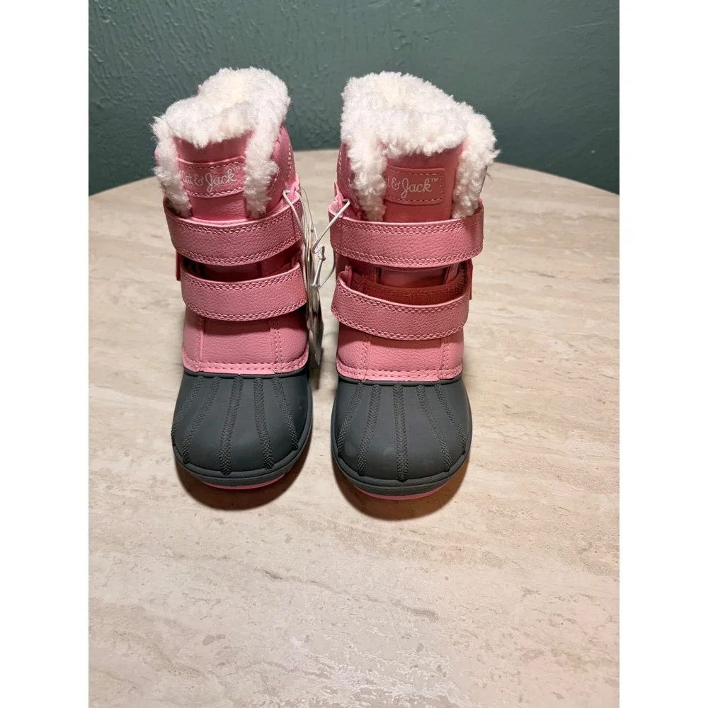 Cat & Jack Denver Pink Gray Waterproof Winter Snow Boots Kids Size 10 NEW